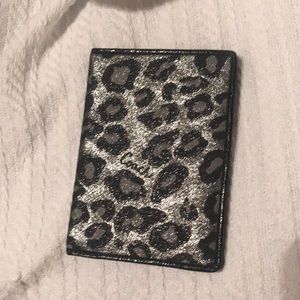 Coach Black silver leopard print passport holder